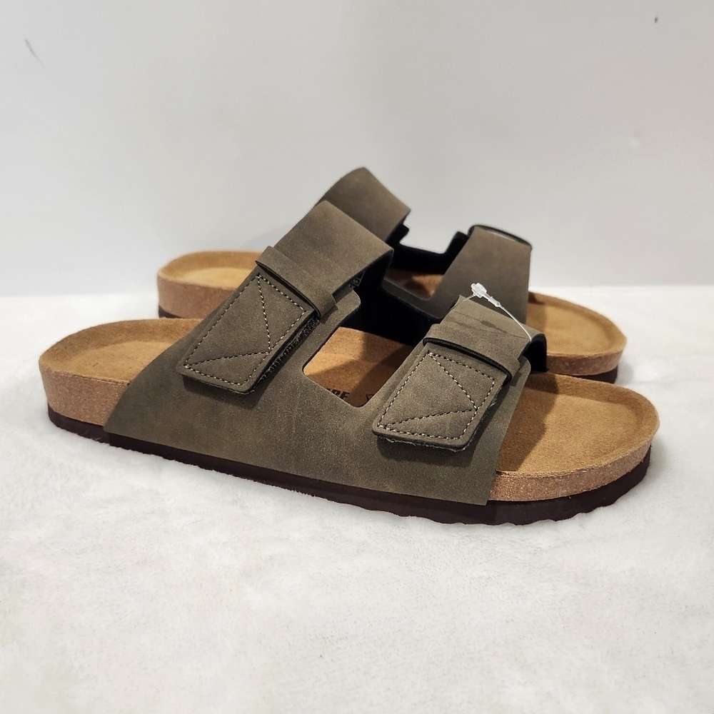 Cushionaire Lynx Cork Suede Velcro Brown Footbed Sandal Men's Size 10 NWOT - Picture 2 of 14